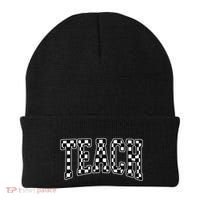 Checkered Teach Gift For Teachers Beanie thumb 0