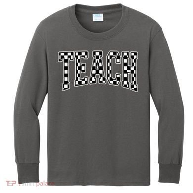 Checkered Teach Gift For Teachers Kids Long Sleeve Shirt