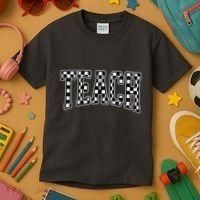 Checkered Teach Gift For Teachers Kids T-Shirt thumb 3