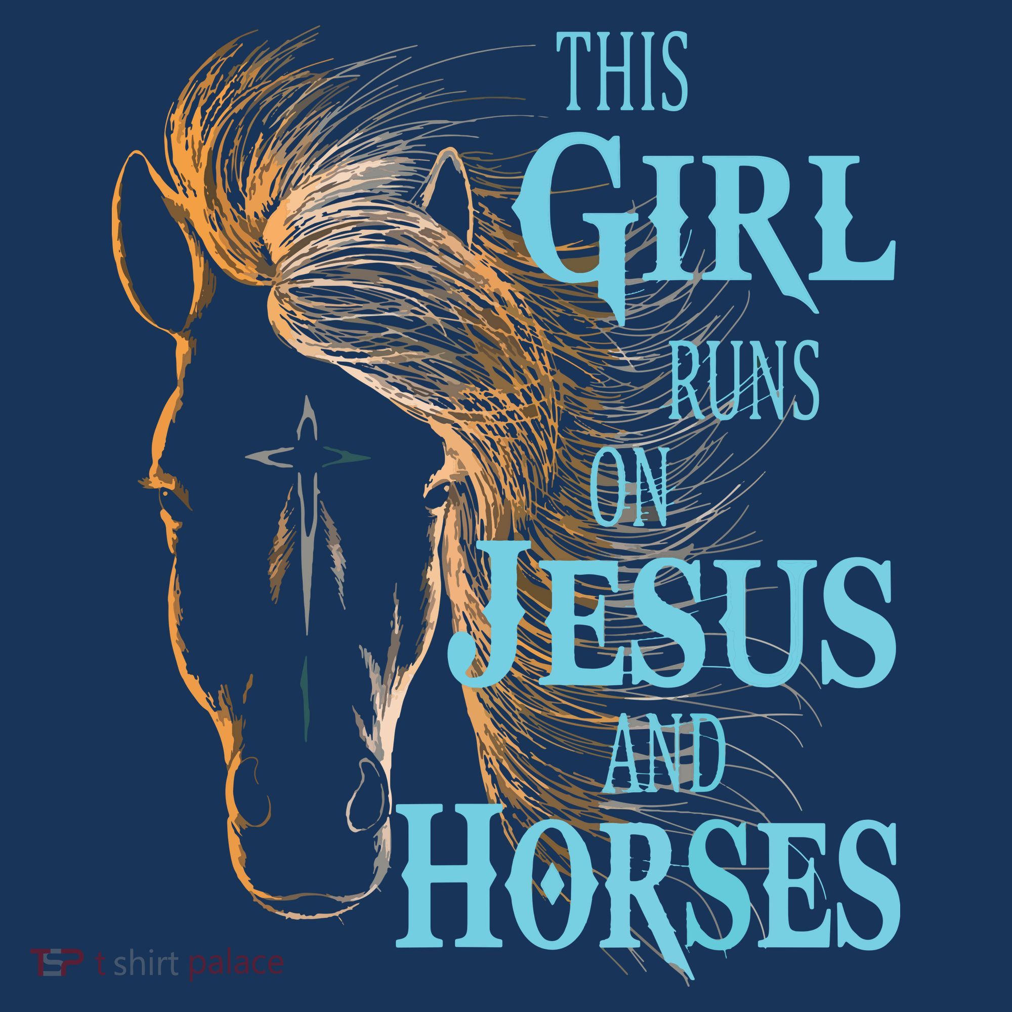 Christian THIS GIRL RUNS ON JESUS HORSES Equestrian Rider T-Shirt