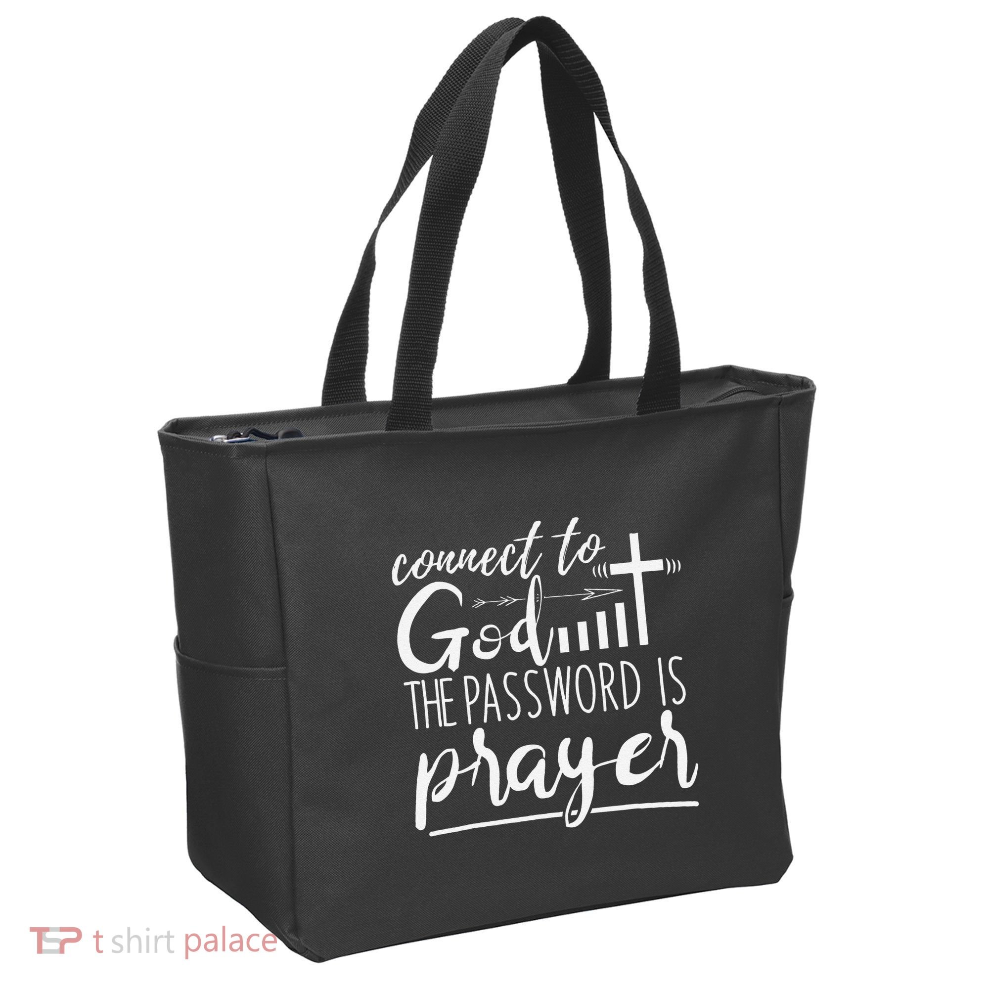 Connect To God Password Prayer Jesus Christian Tote Bag