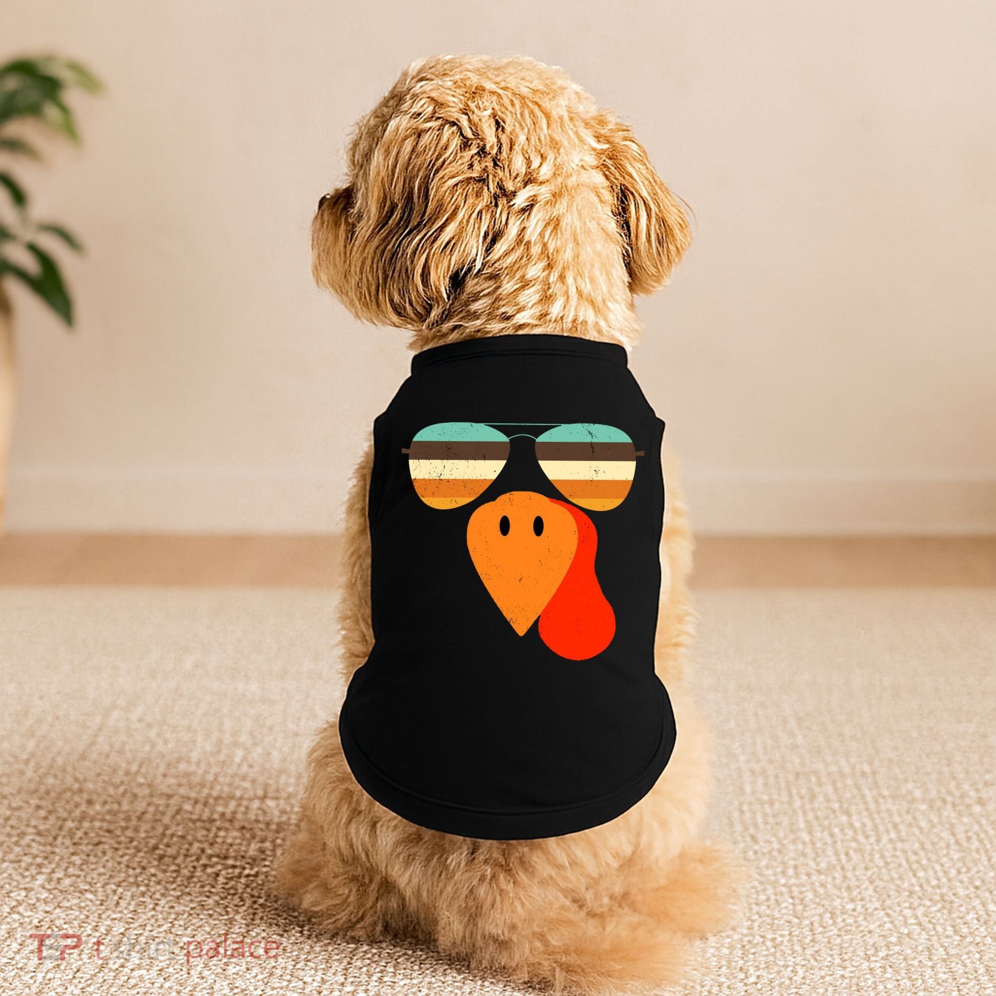 Cool Turkey Gobble Face Shades Funny Thanksgiving Doggie Tank