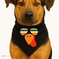 Cool Turkey Gobble Face Shades Funny Thanksgiving USA-Made Doggie Bandana thumb 1