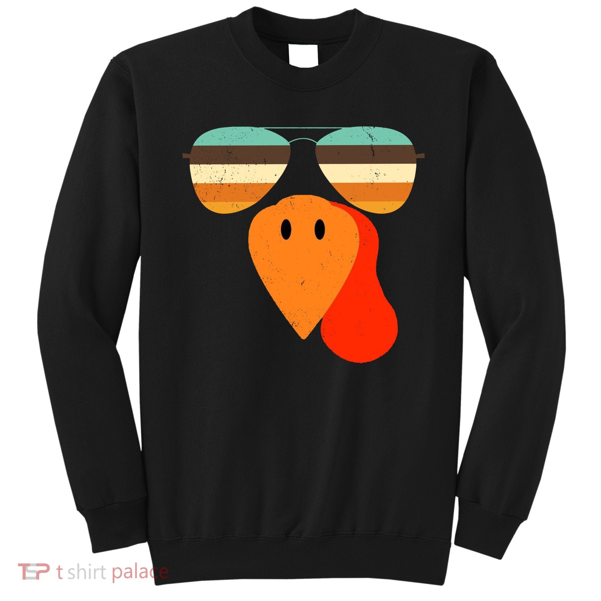 Cool Turkey Gobble Face Shades Funny Thanksgiving Sweatshirt