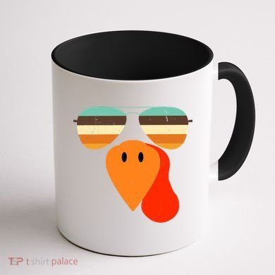 Cool Turkey Gobble Face Shades Funny Thanksgiving Coffee Mug back