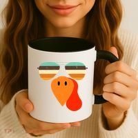 Cool Turkey Gobble Face Shades Funny Thanksgiving Coffee Mug thumb 3