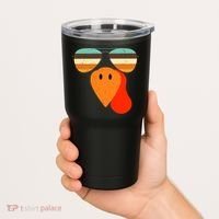 Cool Turkey Gobble Face Shades Funny Thanksgiving Tumbler thumb 2