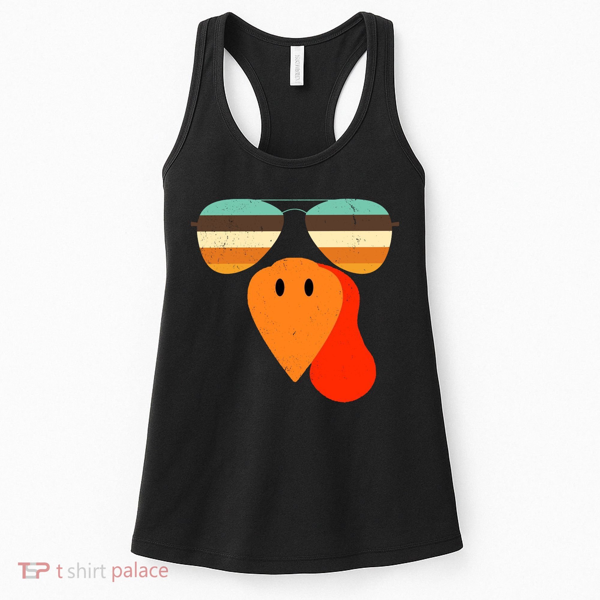 Cool Turkey Gobble Face Shades Funny Thanksgiving Women's Tank Top