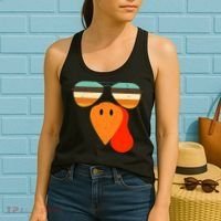 Cool Turkey Gobble Face Shades Funny Thanksgiving Women's Tank Top thumb 2