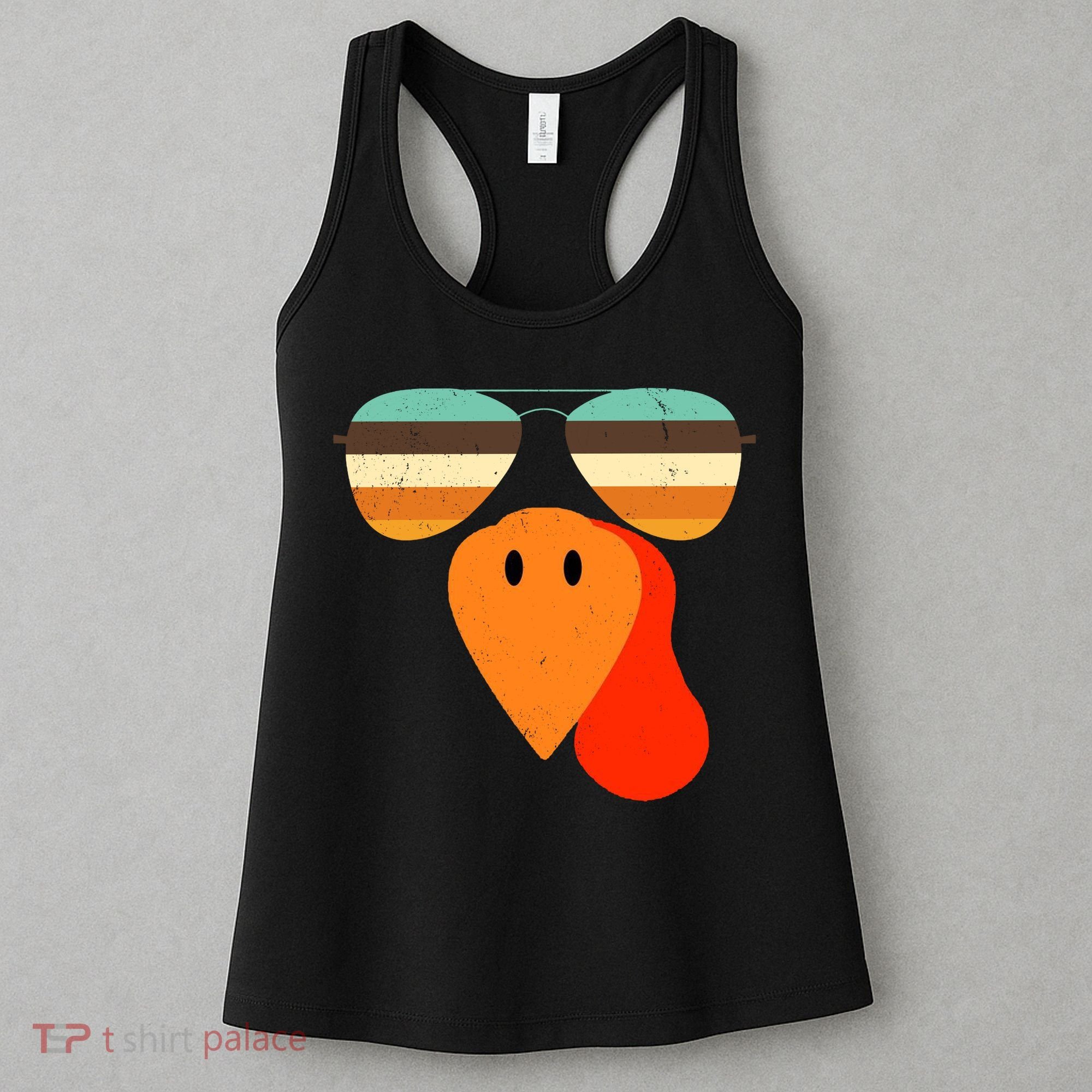 Cool Turkey Gobble Face Shades Funny Thanksgiving Women's Tank Top