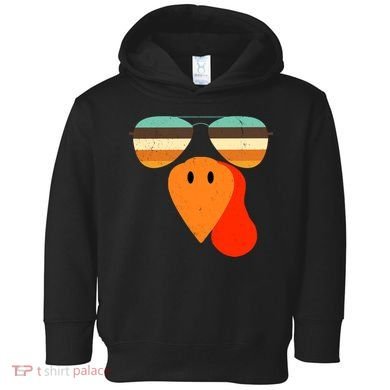 Cool Turkey Gobble Face Shades Funny Thanksgiving Toddler Hoodie