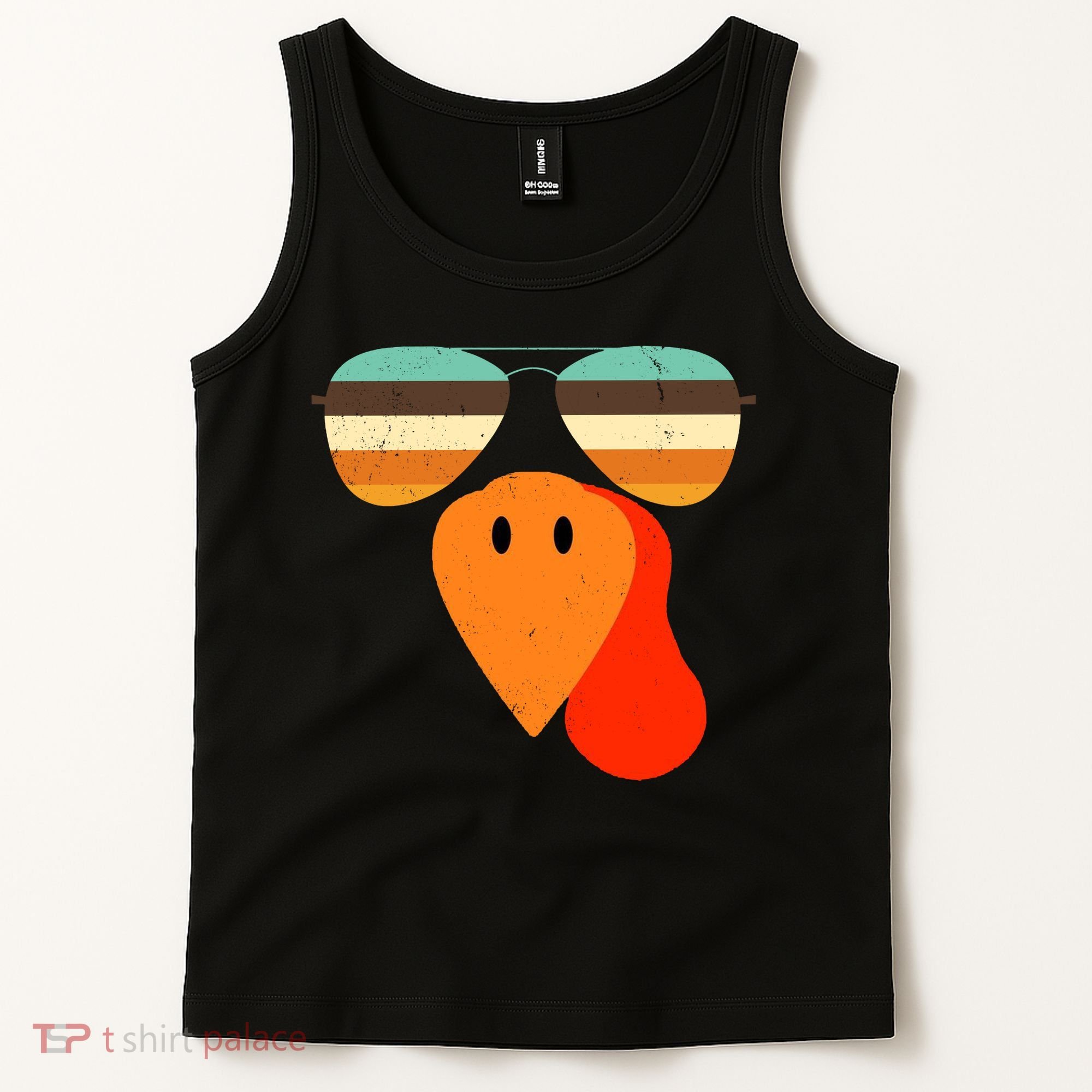 Cool Turkey Gobble Face Shades Funny Thanksgiving Tank Top
