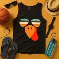 Cool Turkey Gobble Face Shades Funny Thanksgiving Tank Top thumb 4