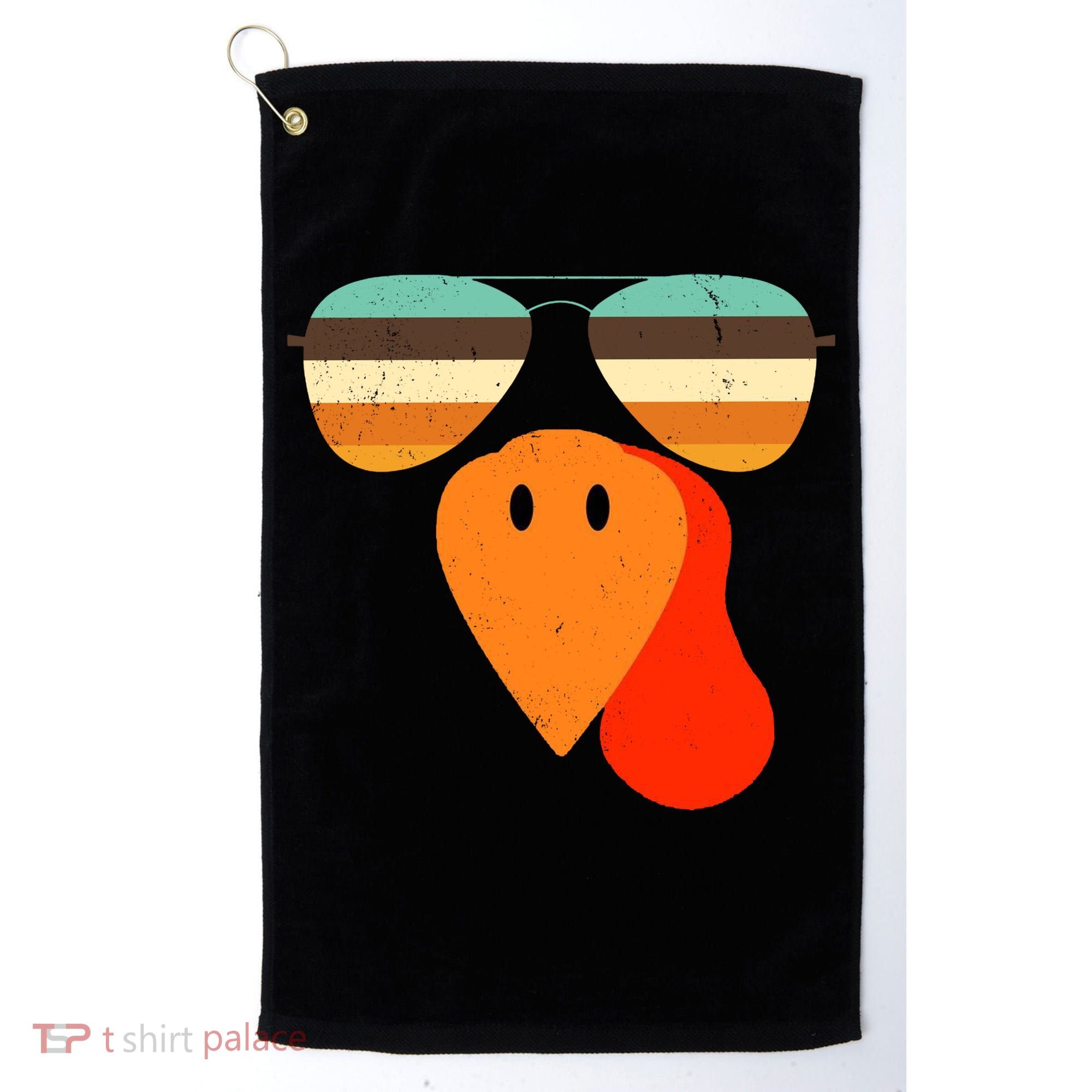 Cool Turkey Gobble Face Shades Funny Thanksgiving Golf Towel