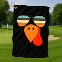 Cool Turkey Gobble Face Shades Funny Thanksgiving Golf Towel thumb 1