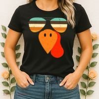 Cool Turkey Gobble Face Shades Funny Thanksgiving Women's T-Shirt thumb 2