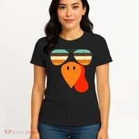 Cool Turkey Gobble Face Shades Funny Thanksgiving Women's T-Shirt thumb 4
