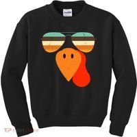 Cool Turkey Gobble Face Shades Funny Thanksgiving Kids Sweatshirt thumb 0