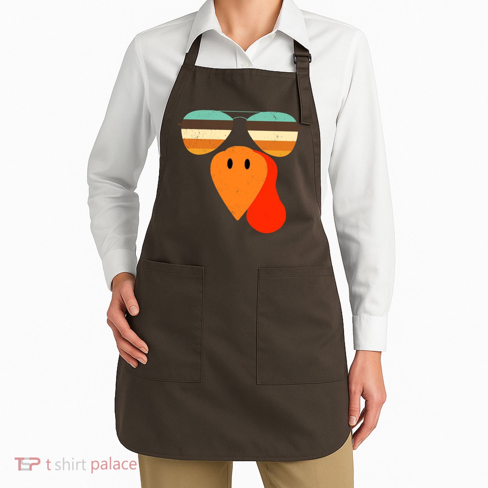 Cool Turkey Gobble Face Shades Funny Thanksgiving Apron