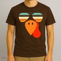 Cool Turkey Gobble Face Shades Funny Thanksgiving T-Shirt thumb 3