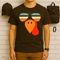 Cool Turkey Gobble Face Shades Funny Thanksgiving T-Shirt thumb 6