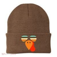 Cool Turkey Gobble Face Shades Funny Thanksgiving Beanie thumb 0
