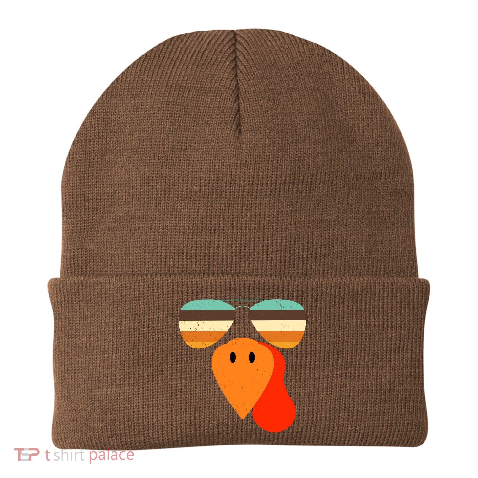 Cool Turkey Gobble Face Shades Funny Thanksgiving Beanie