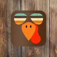 Cool Turkey Gobble Face Shades Funny Thanksgiving Coaster thumb 0