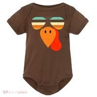 Cool Turkey Gobble Face Shades Funny Thanksgiving Baby Bodysuit thumb 0