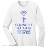 Connect To God Password Prayer Jesus Christian Women's Long Sleeve Shirt thumb 0