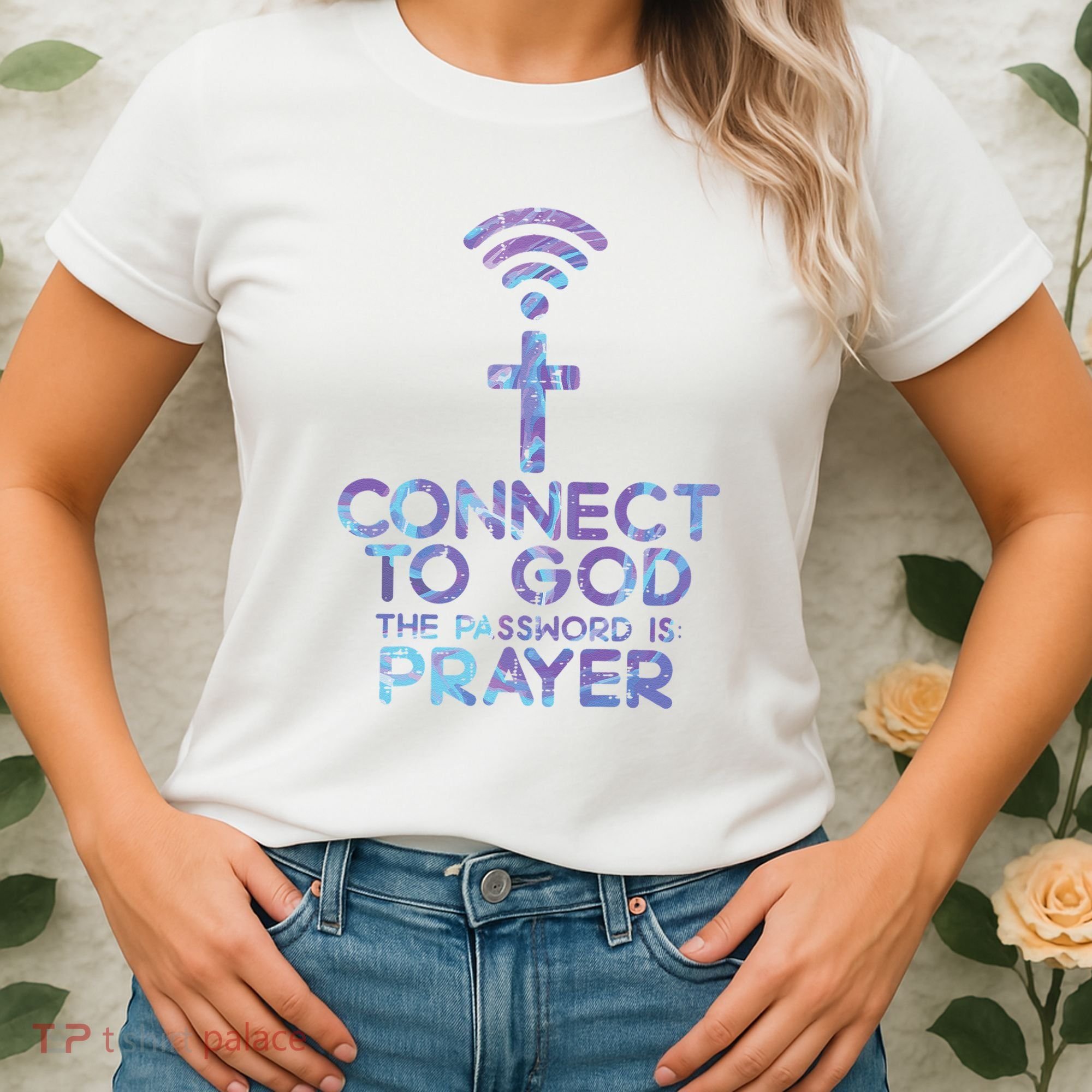 Connect To God Password Prayer Jesus Christian Women's T-Shirt