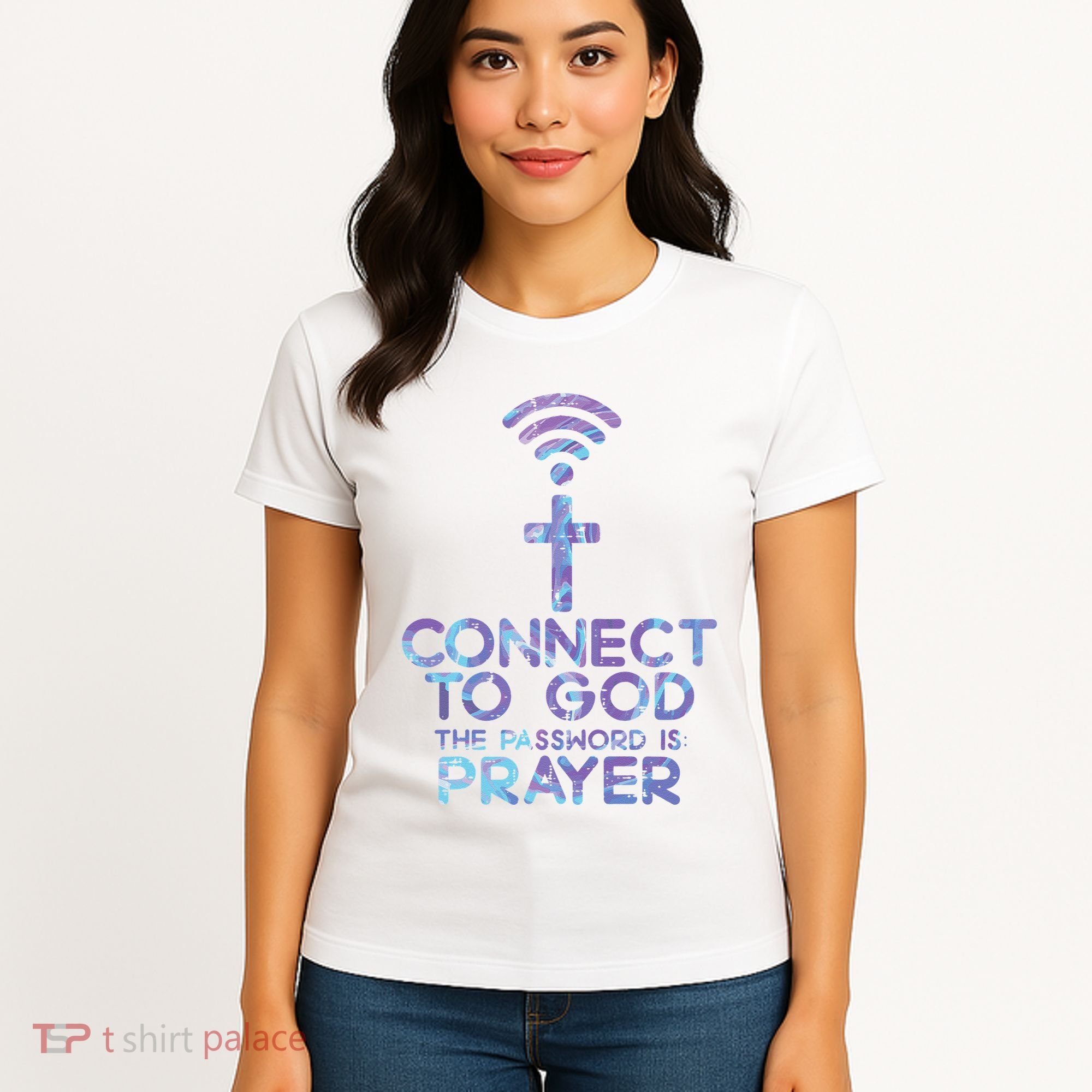 Connect To God Password Prayer Jesus Christian Women's T-Shirt