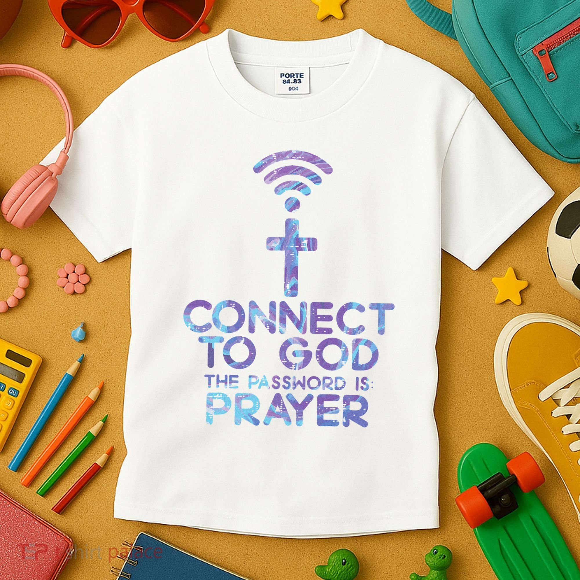 Connect To God Password Prayer Jesus Christian Kids T-Shirt