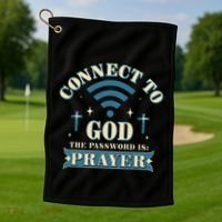 Connect To God The Password Is Prayer Jesus Golf Towel thumb 1