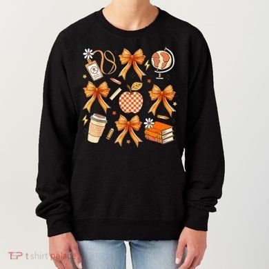 Coquette Teacher Game Day Fall Autumn Book Coffee Women's Sweatshirt