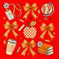 Coquette Teacher Game Day Fall Autumn Book Coffee Santa Hat thumb 1