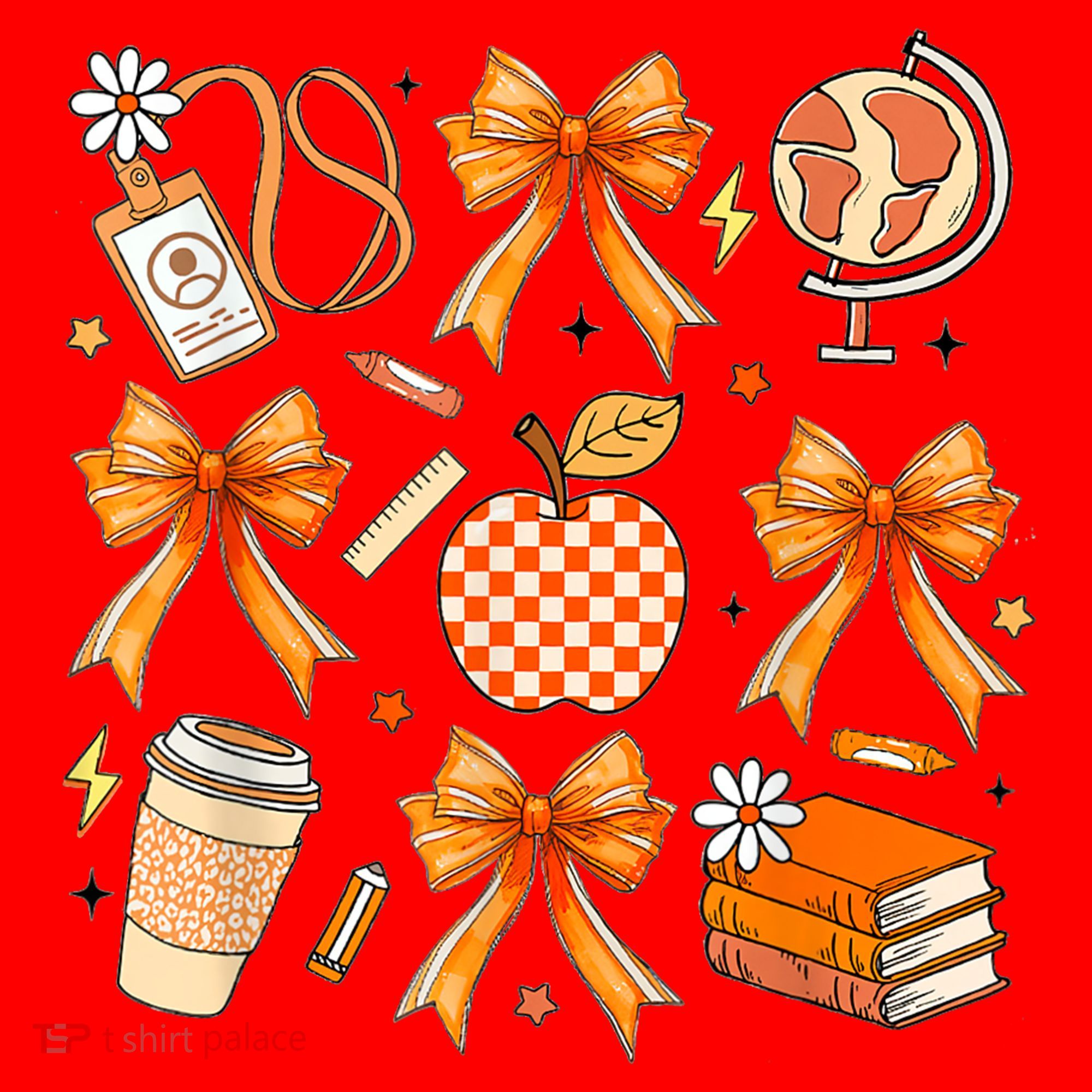Coquette Teacher Game Day Fall Autumn Book Coffee Santa Hat