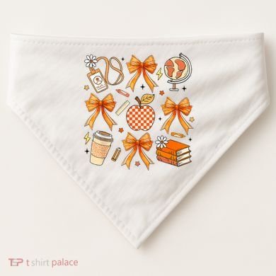 Coquette Teacher Game Day Fall Autumn Book Coffee USA-Made Doggie Bandana