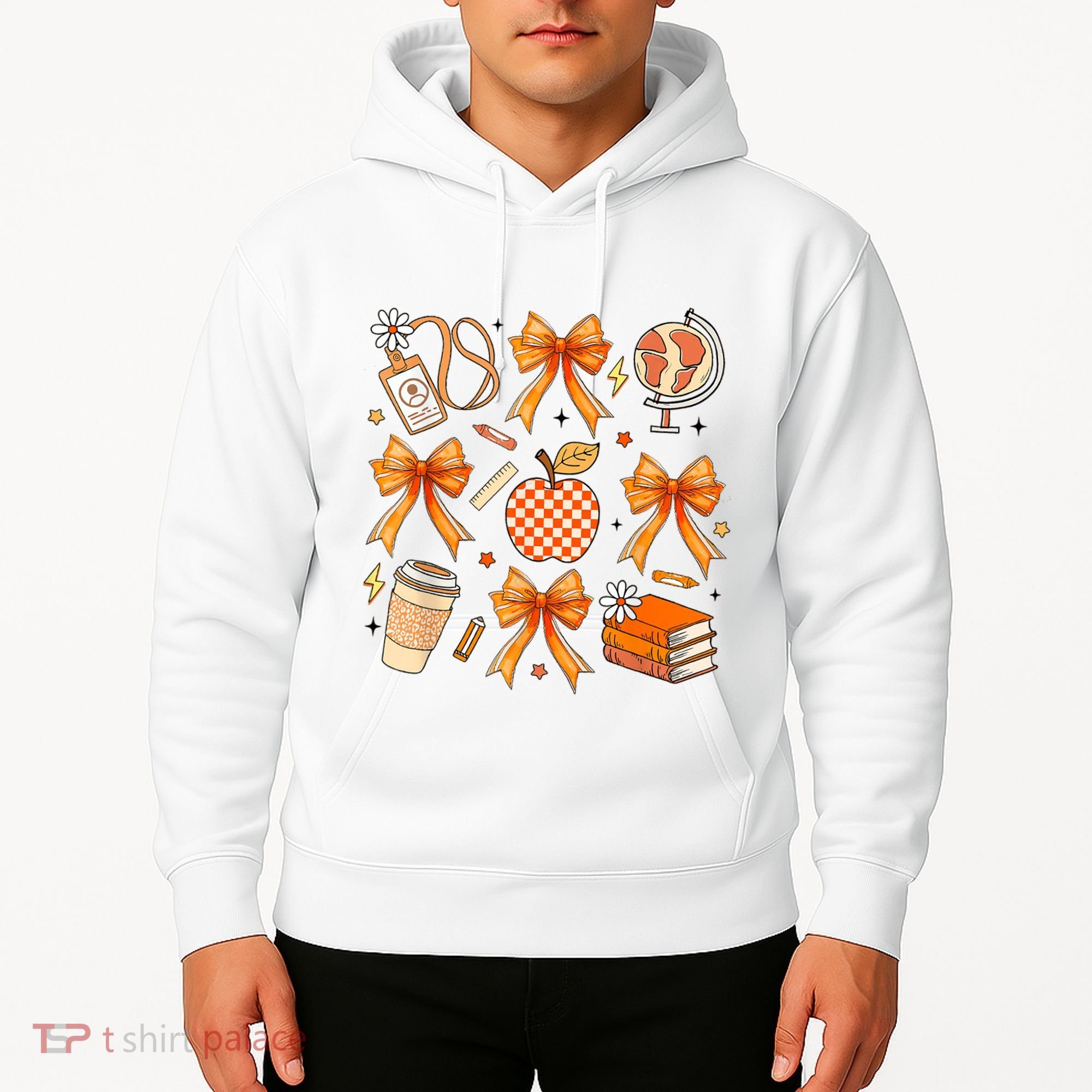 Coquette Teacher Game Day Fall Autumn Book Coffee Hoodie
