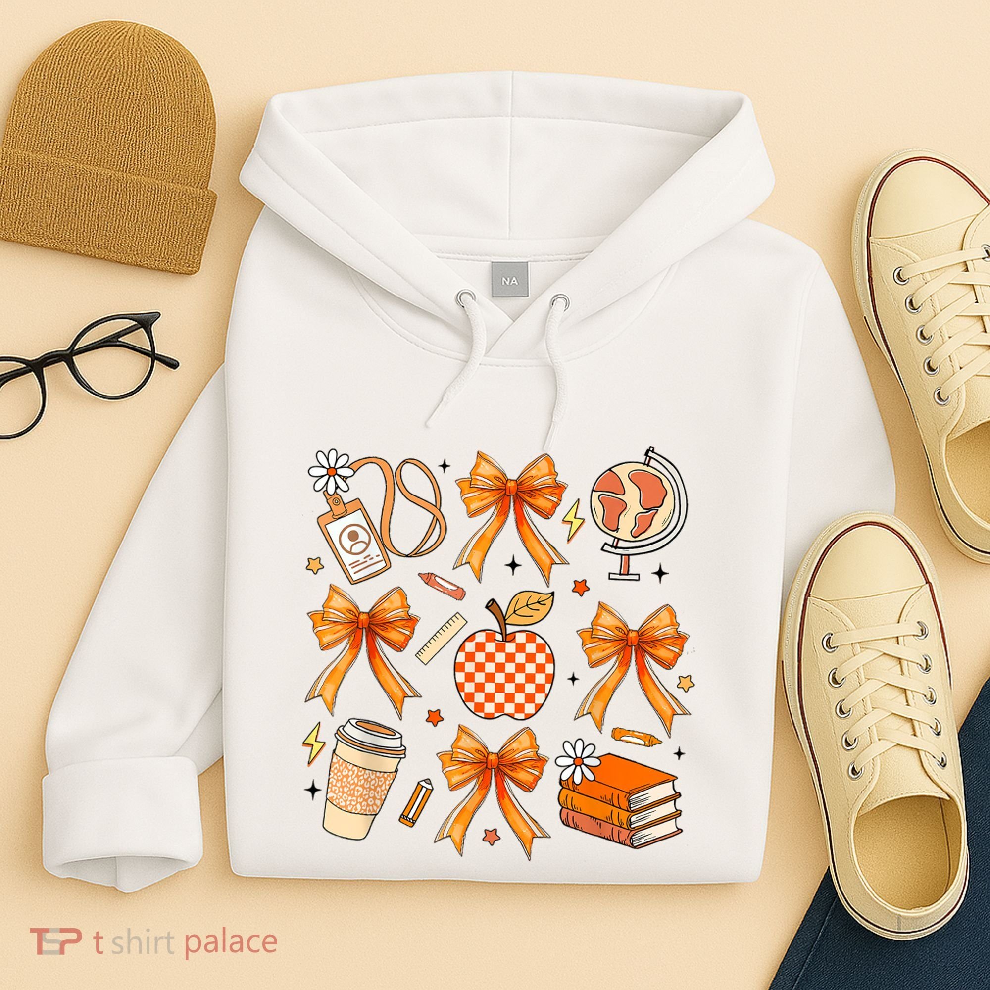 Coquette Teacher Game Day Fall Autumn Book Coffee Hoodie