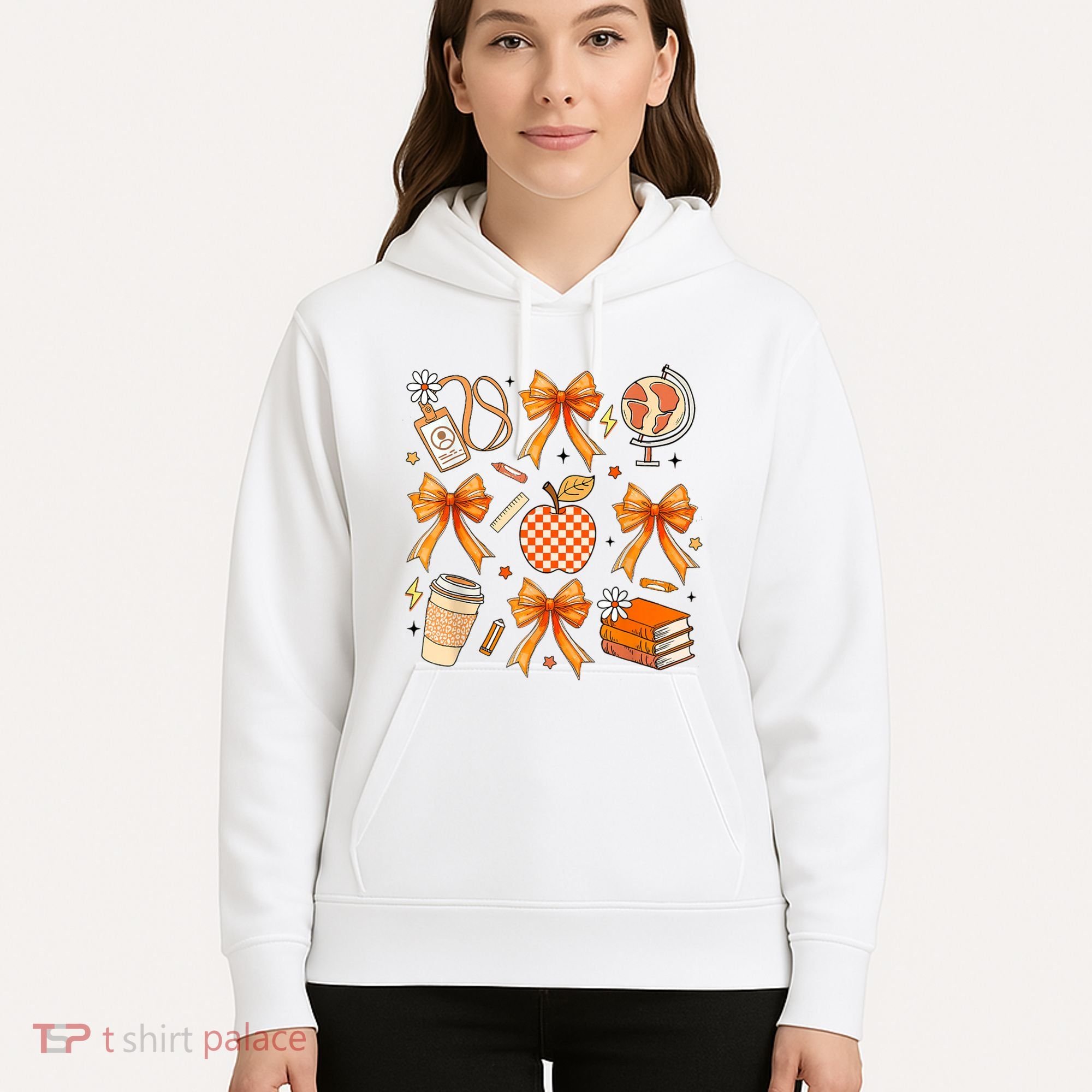 Coquette Teacher Game Day Fall Autumn Book Coffee Hoodie