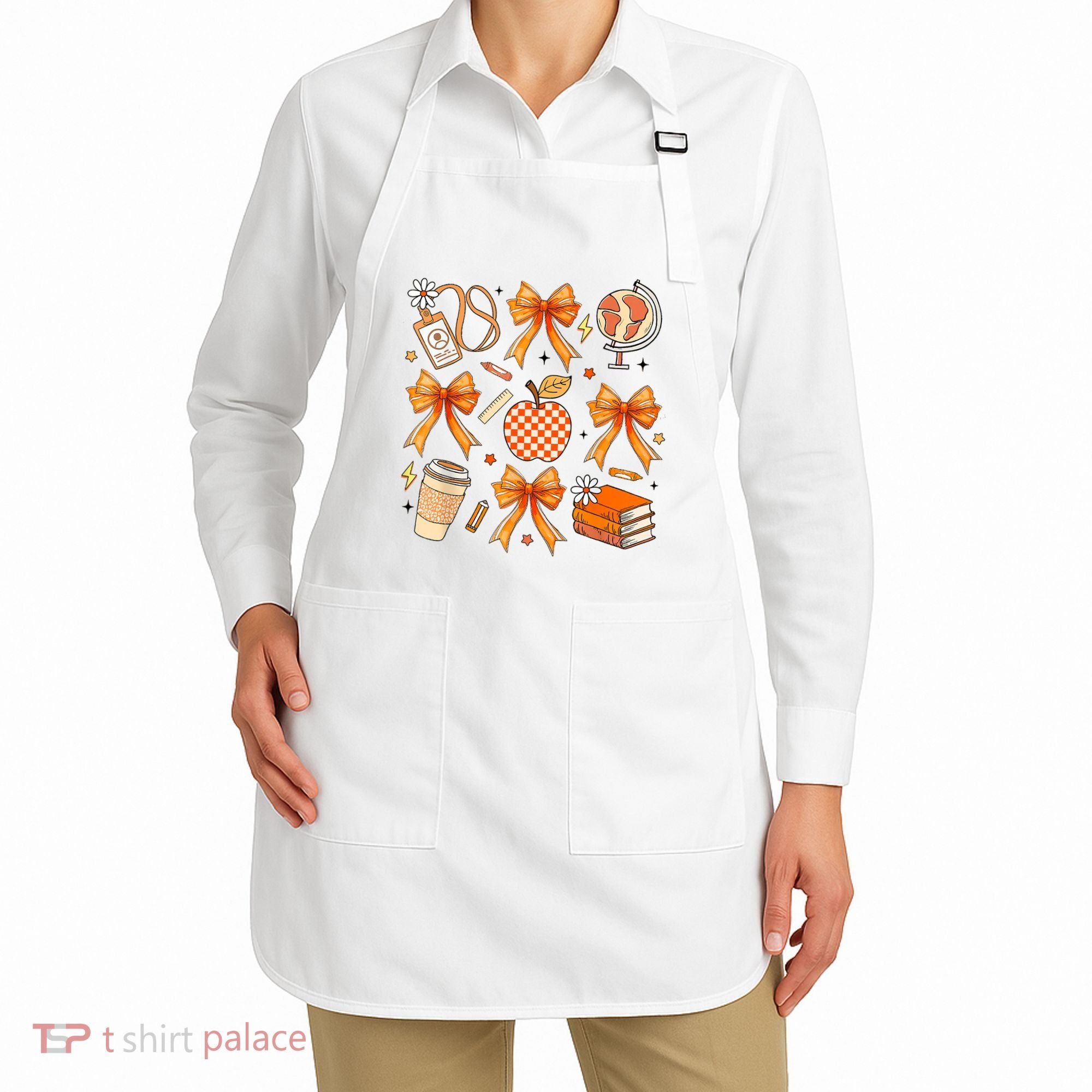 Coquette Teacher Game Day Fall Autumn Book Coffee Apron