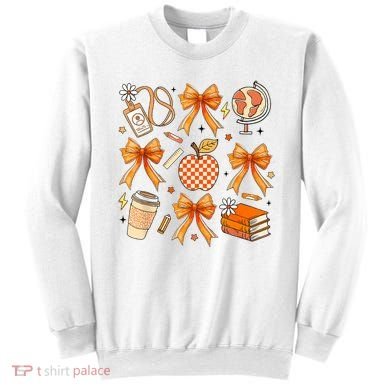 Coquette Teacher Game Day Fall Autumn Book Coffee Sweatshirt