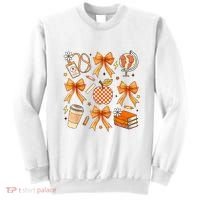 Coquette Teacher Game Day Fall Autumn Book Coffee Sweatshirt thumb 0