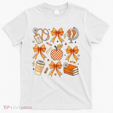 Coquette Teacher Game Day Fall Autumn Book Coffee T-Shirt