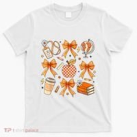 Coquette Teacher Game Day Fall Autumn Book Coffee T-Shirt thumb 0