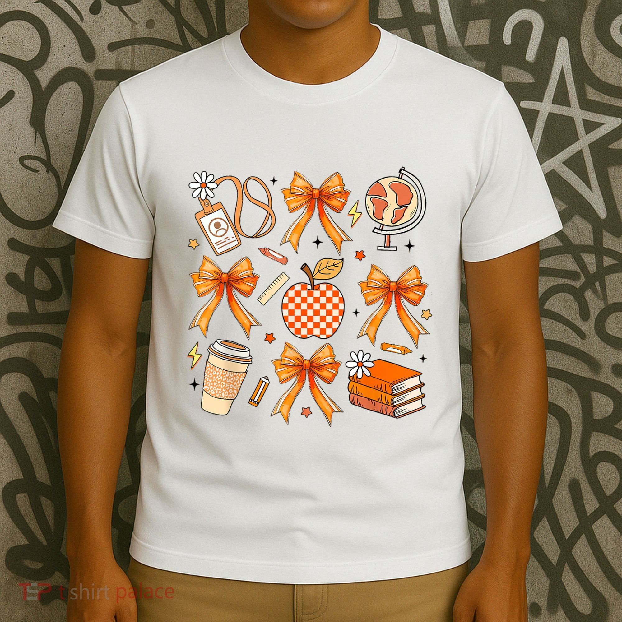 Coquette Teacher Game Day Fall Autumn Book Coffee T-Shirt
