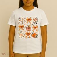 Coquette Teacher Game Day Fall Autumn Book Coffee T-Shirt thumb 4