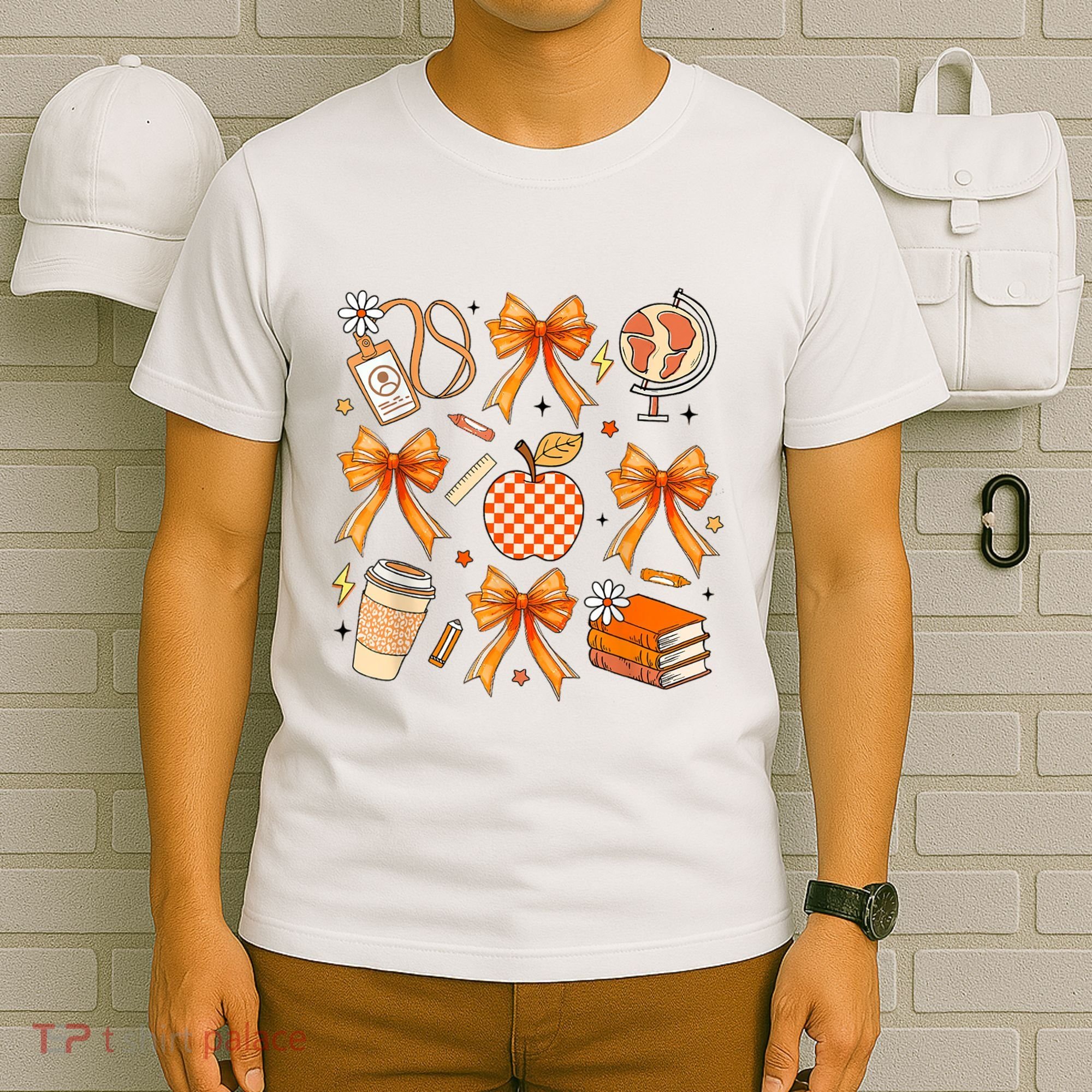 Coquette Teacher Game Day Fall Autumn Book Coffee T-Shirt