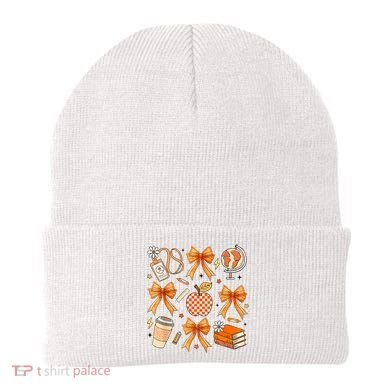 Coquette Teacher Game Day Fall Autumn Book Coffee Beanie